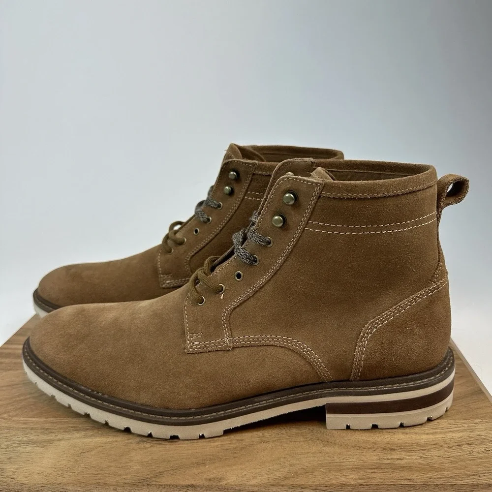 New Mens‎ Johnston & Murphy Barrett Plain Toe Boot Suede Leather Shoes Size 13 M